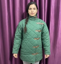 Medieval Padded Green Gambeson For Female, Thick Cotton Women Gambeson Coat