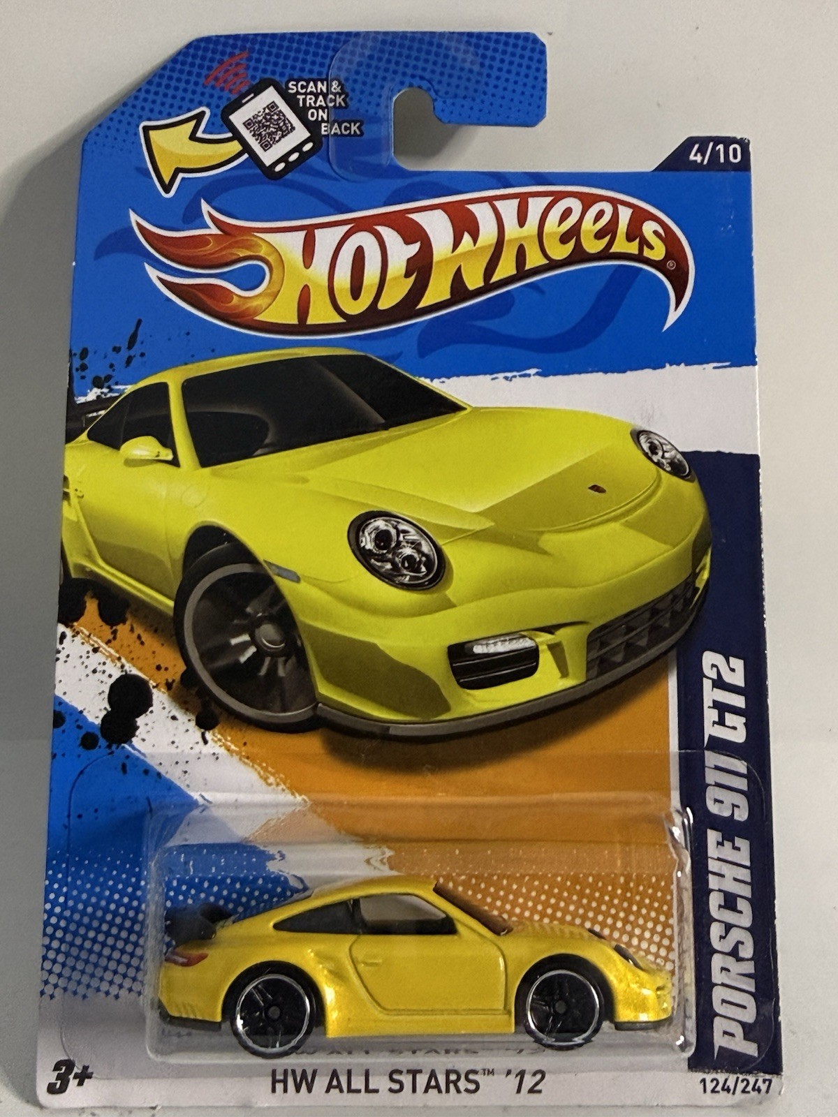 2012 Hot Wheels HW All Stars - Porsche 911 GT2 - Yellow - Walmart Exclusive RARE