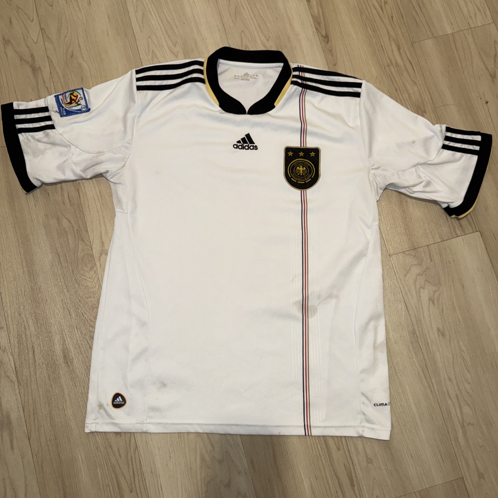 Germany 2010 Home Jersey Adidas White Shirt Size L Football Soccer FIFA SOUTHAFR