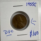 1955 Lincoln Wheat Small Cent DDO Doubled Die Obverse BN Circulated P
