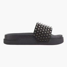 Christian Louboutin Pool Fun Donna Spike White Leather Slide Sandals — listing 6
