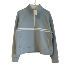 NWT Calia Mock Neck Quarter Zip Pullover – Light Blue, Women's Size Large