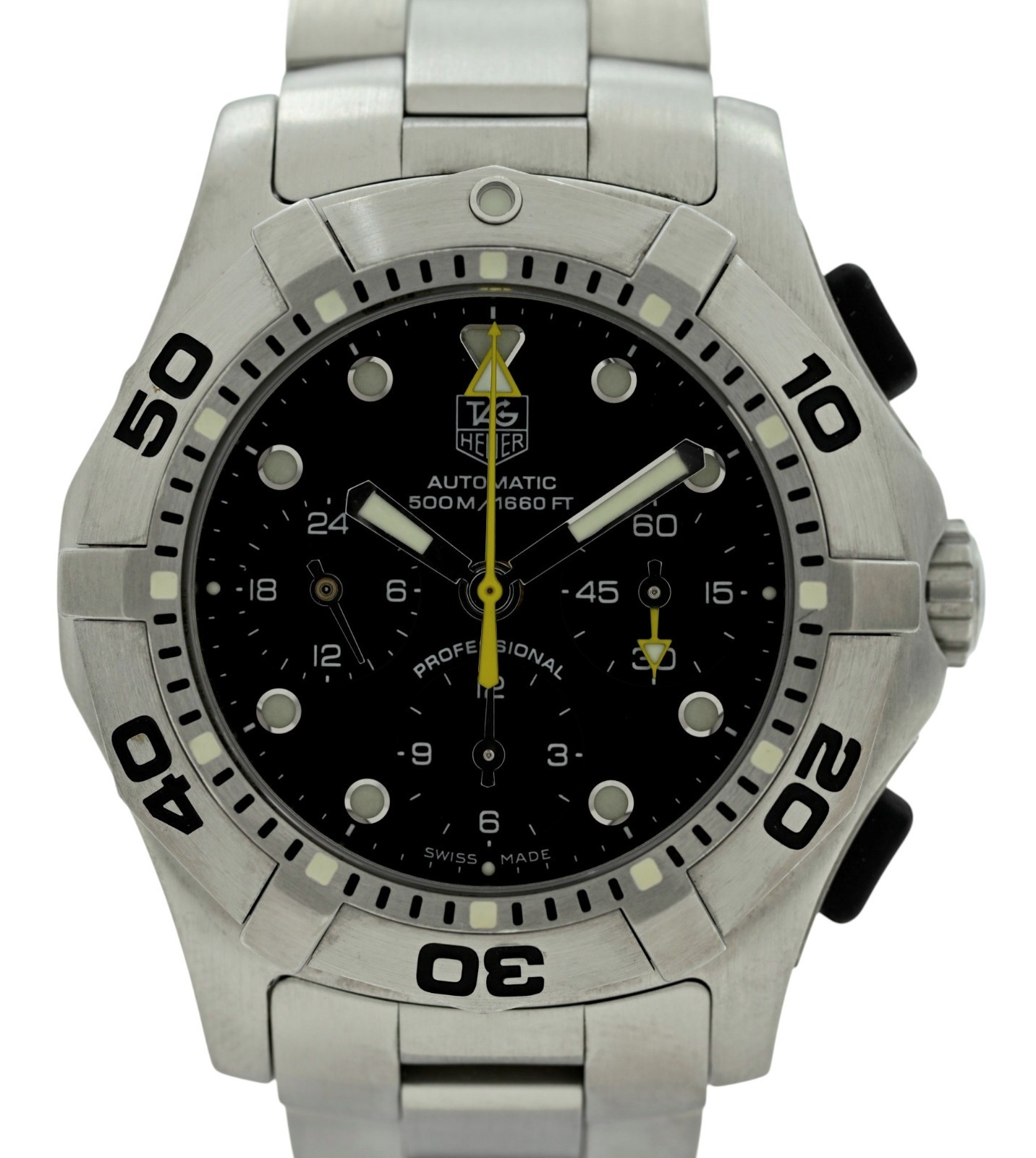 Tag Heuer 43mm Men's Aquagraph Black Dial Automatic Chrono Watch- Ref: CN211A!