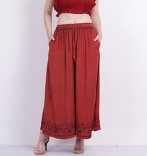 Women's Casual Stone Wash Long Thread-Embroidery Palazzo Pant Wholesale Mix lot