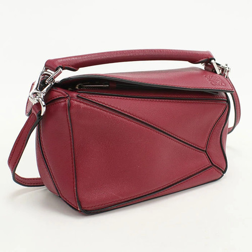LOEWE Puzzle Crossbody Bag Red Calf Leather Used