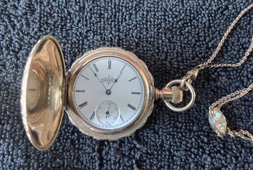 1895 Antique Elgin Pocketwatch With Chain Grade 117 7j