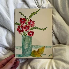 Vintage Hand-painted Colorful Trivet Tile