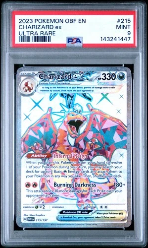 2023 POKEMON OBF EN-OBSIDIAN FLAMES ULTRA RARE #215 CHARIZARD EX PSA 9