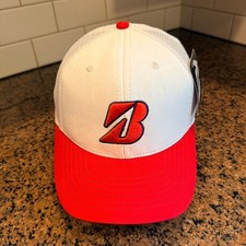Bridgestone Golf 2020 USA Trucker Hat Men's Adjustable White Red Snapback New