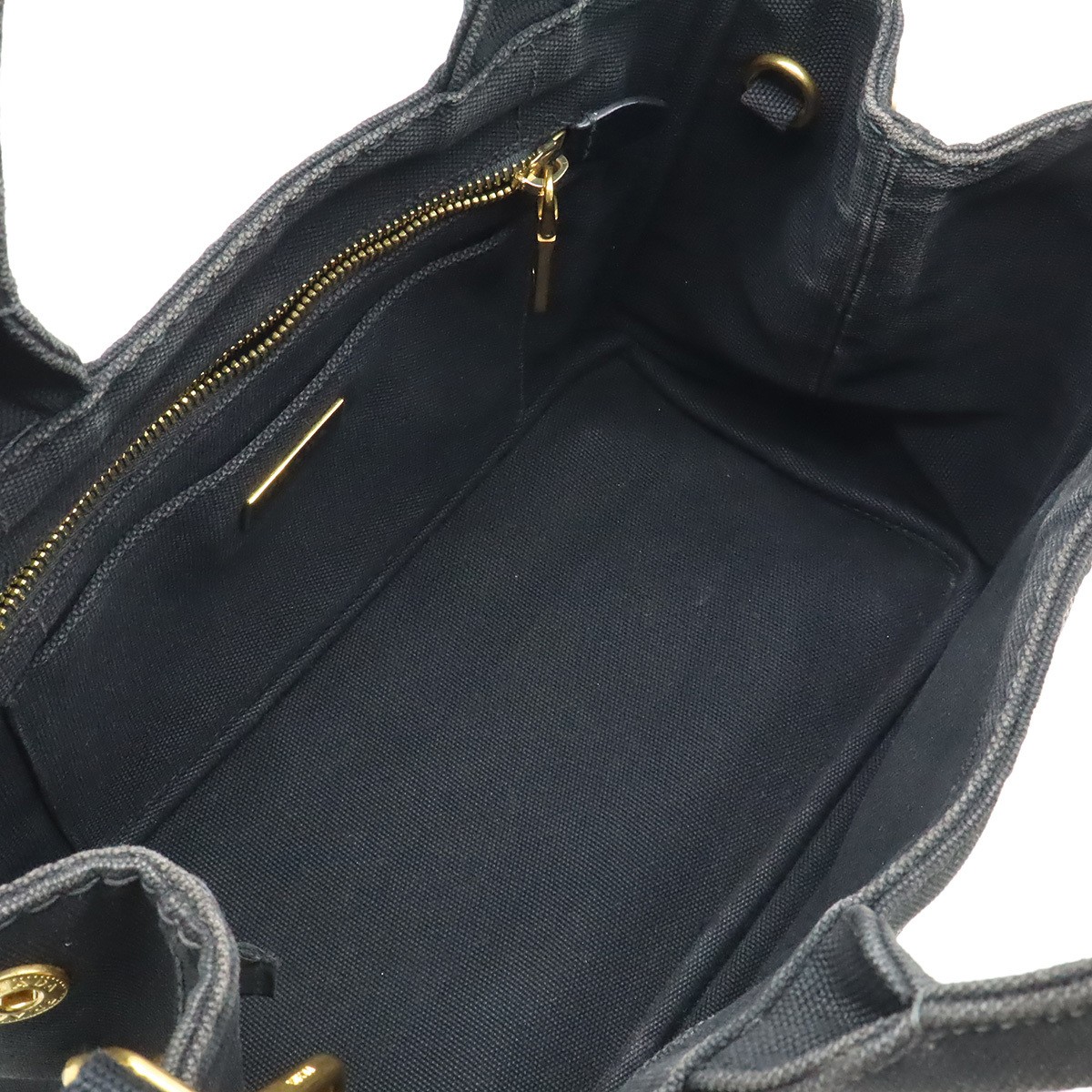 PRADA Canapa Handbag 2WAY Shoulder Bag Crossbody Canvas NERO Black Gold Hardware thumbnail 6