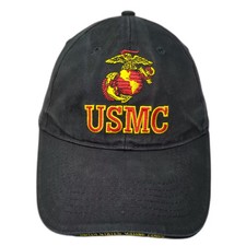 Eagle Crest USMC Baseball Cap Black Yellow OS Strapback Embroidered Marines Hat