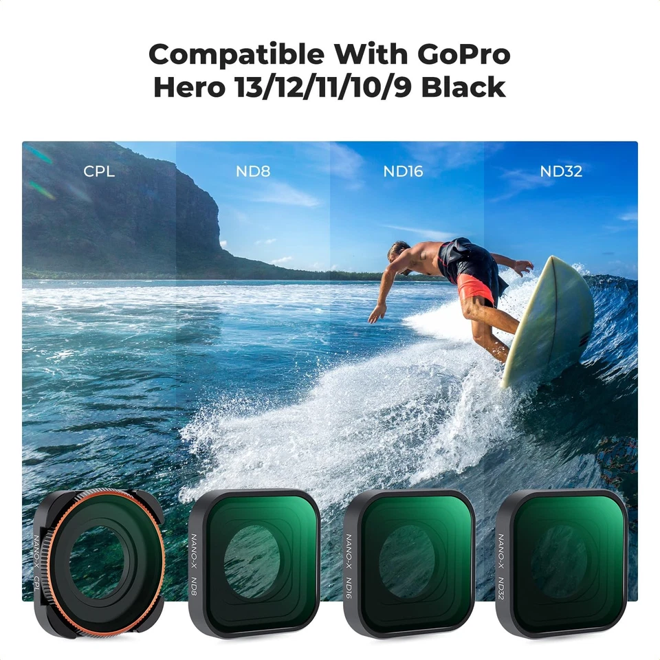 Filtre ND8 ND16 ND32 CPL Compatible avec Gopro Hero 9/10/11/12/13 Verre Optiq... - Image 2 of 4