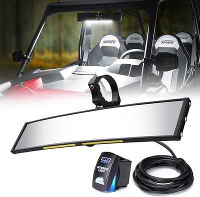Xprite 13'' UTV Rear View Center Mirror w/Interior Lights and 13 Inch, Black 