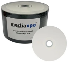 Grade A 52x CD-R 80min 700MB White Inkjet Hub Printable (Shrink Wrap) Lot