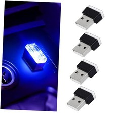 4 PCS USB LED Car Interior Atmosphere Lamp, Portable Mini Auto LED Decor Blue