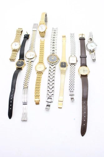 F x10 Ladies Seiko Quartz Gold Tone Wristwatches Not Tested Etc