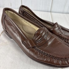 SAS Penny Loafer Shoe Brown Leather Tripad Size 7 Slim Narrow USA Made Slip-on