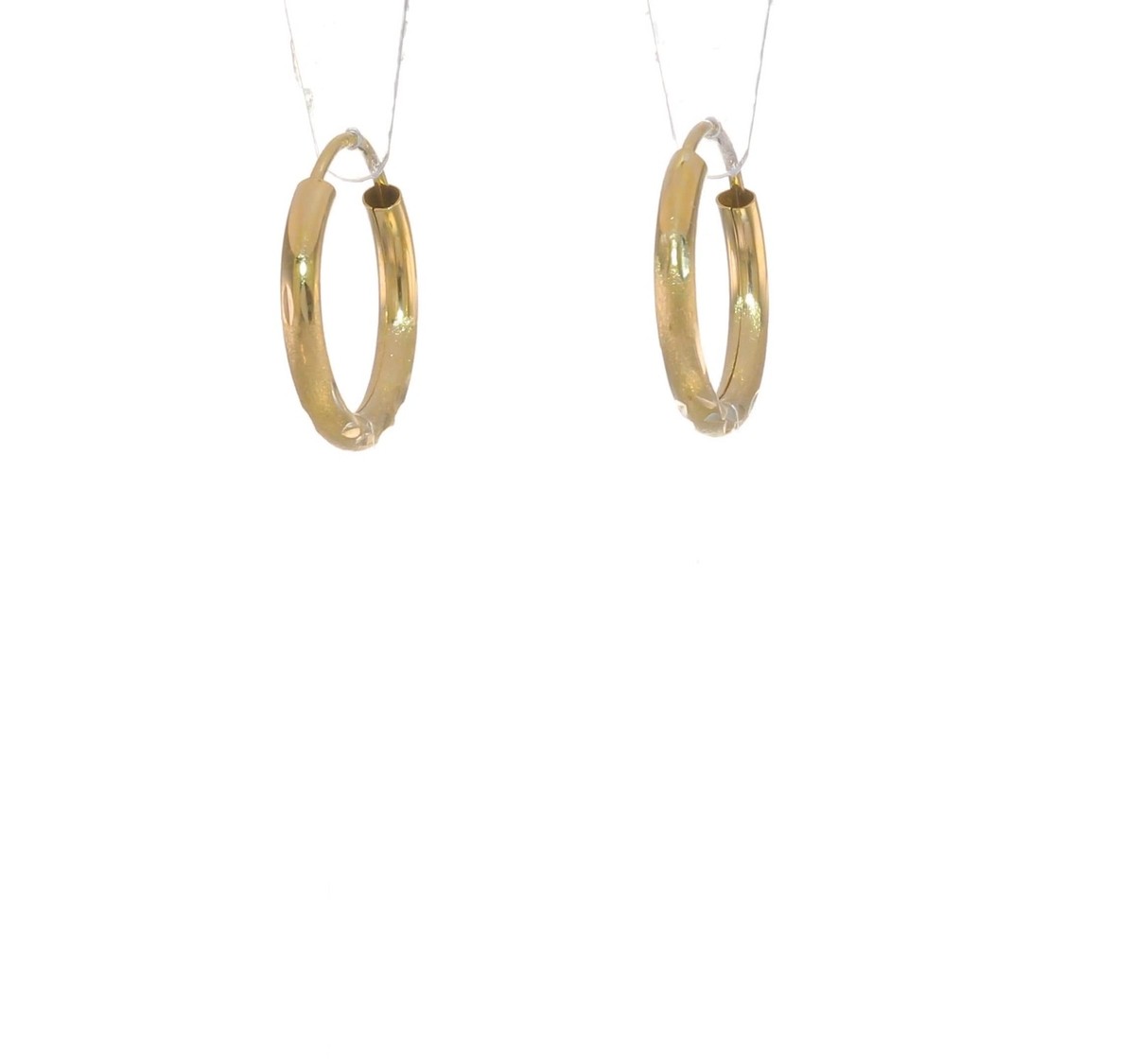 15mm 14K Yellow Gold 2mm Satin Shiny-Cut Endless Hoop