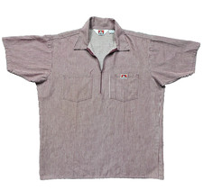 Vintage Ben Davis Shirt Mens L Red 1/4 Zip Short Sleeve Work USA 70s 80s Talon