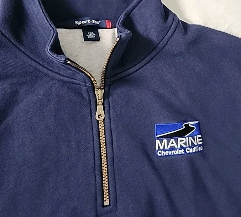 Pullover Sport-Tek Para Hombre 2XL Manga Larga 1/4 Cremallera Azul Marino Chevrolet Cadillac Foto 4 de 4