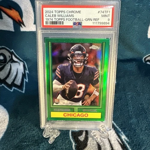 2024 Topps Chrome - 1974 Chicago Caleb Williams #74TF-1 Green Refractor /99 (RC)