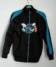  Charlotte Hornets NBA Jacket Black Teal Purple Mascot Logo Men’s SZ Small 