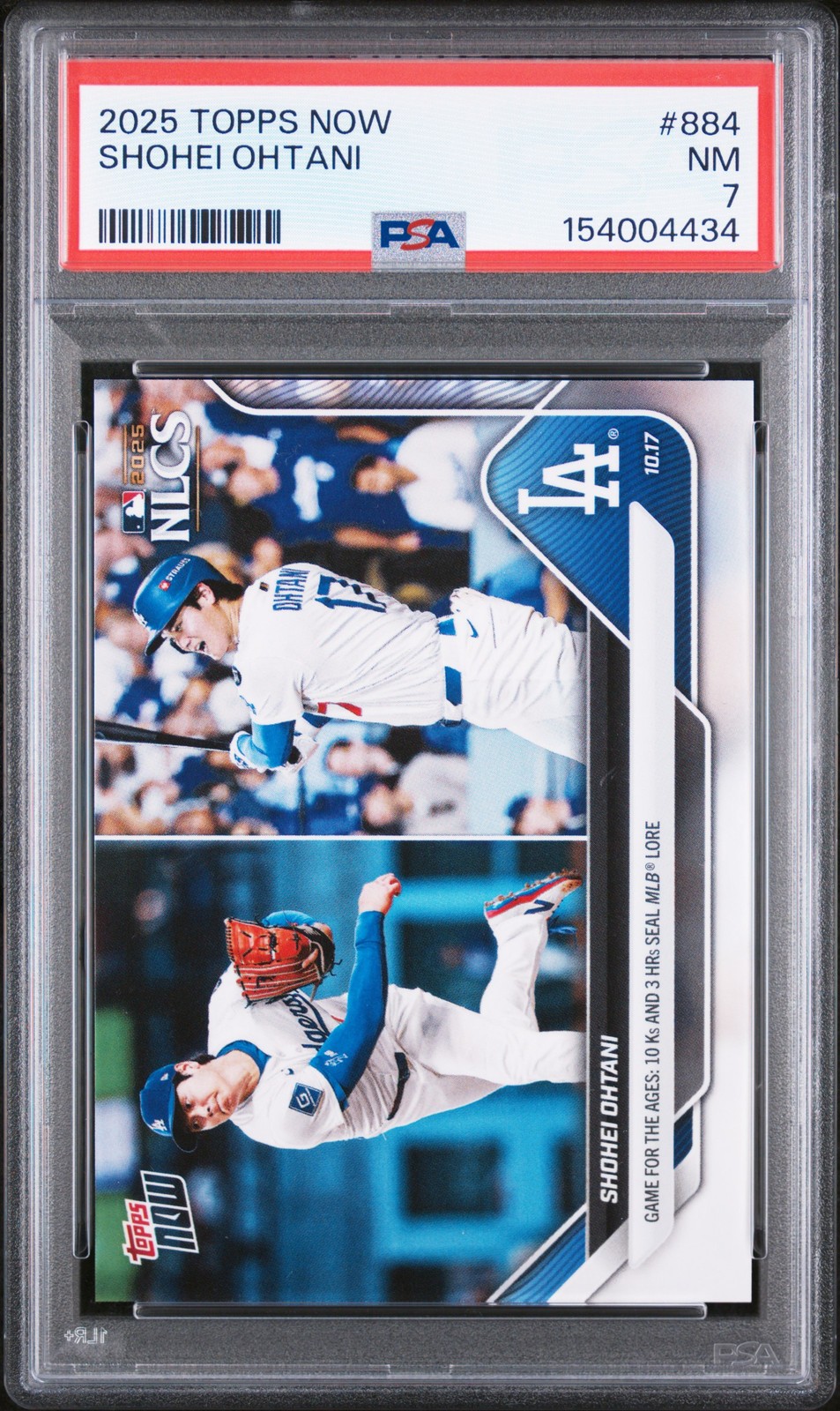 2025 TOPPS NOW #884 SHOHEI OHTANI PSA 7 view 1
