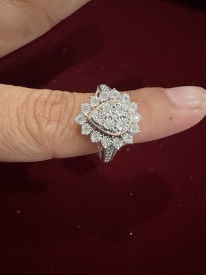 925 Sterlingsilber runder weißer Diamant Cluster Ring Größe 8 0,20 ctw