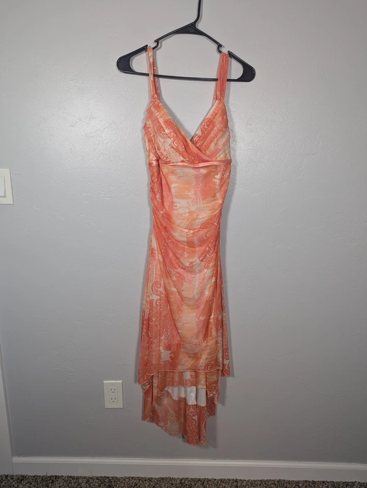 RUBY ROX Paisley Dress L Y2K Fairy Babydoll Party Feminine Midi Orange Romantic  - Image 4 of 4