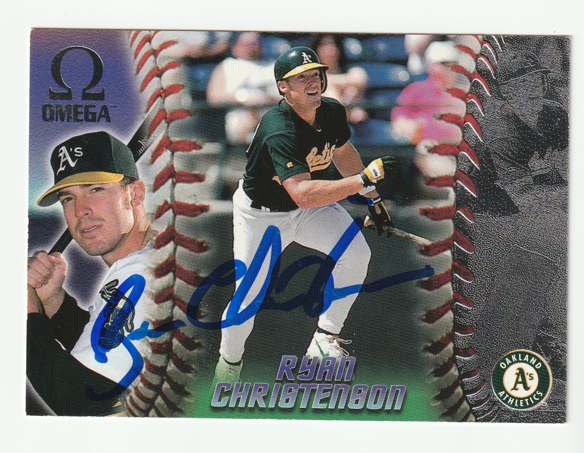 Ryan Christenson Signed 1998 Pacific Omega Card #174 Auto A's Autograph COA
