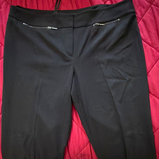 Nine West Women's Black Solid Dress Pants Straight Leg Flat Front Zip Size 14