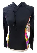 Hurley Long Sleeve Rash Guard UPF 50 Black Hoodie Women s XS Swimsuit Bodysuit