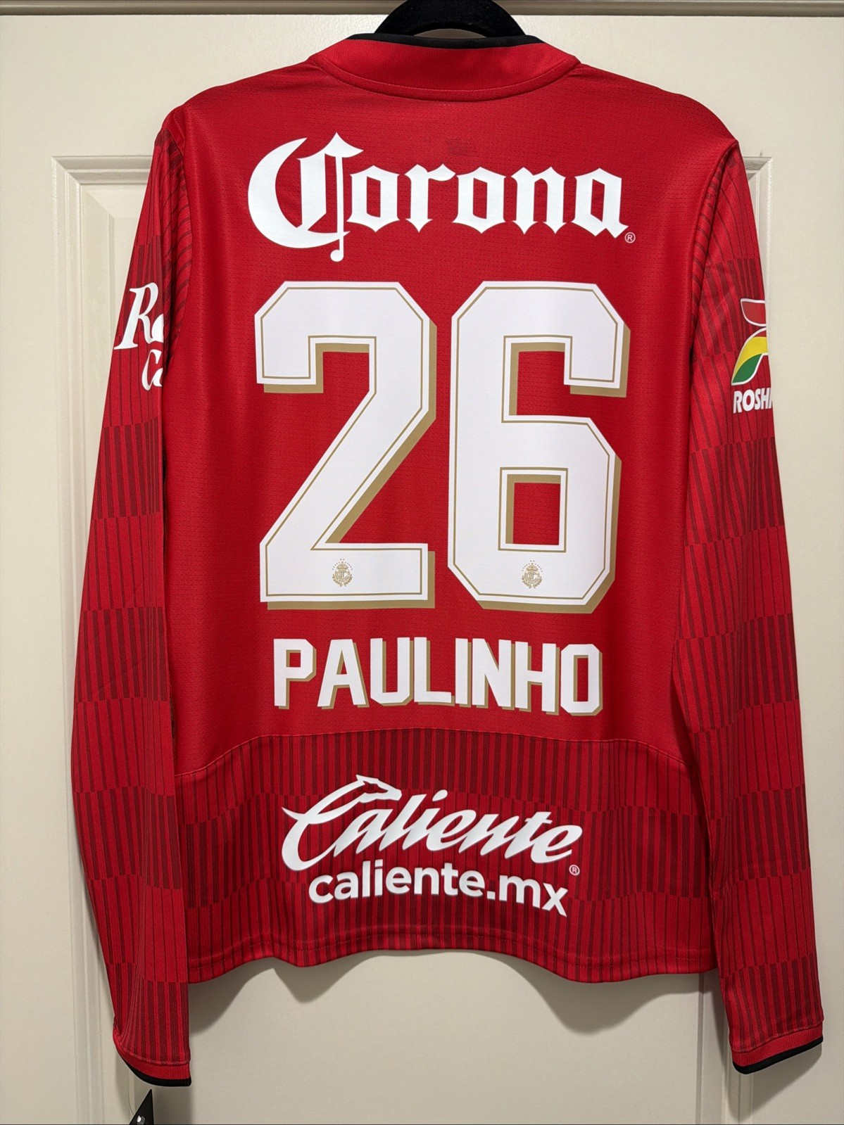 Paulinho #26 Mens MEDIUM New Balance Deportivo Toluca Match Authentic Jersey