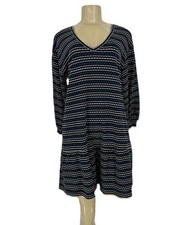 NEW LOFT Ann Taylor XS Women V-Neck Balloon Sleeve Dress Shift Navy 559767 PS2