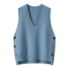 Retro V Neck Knitted Vest For Women Perfect For Spring And Autumn Solid Color