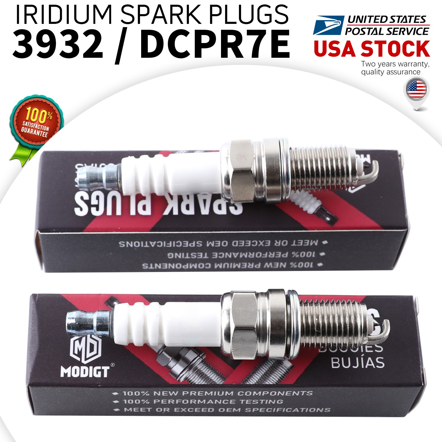 2PCS plug FOR ngk IRIDIUM Resistor Spark Plugs 3932 DCPR7E Premium Quality