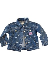 Disney Minnie Mouse Toddler Denim Jacket 2T Blue White Print Button-Up Cotton
