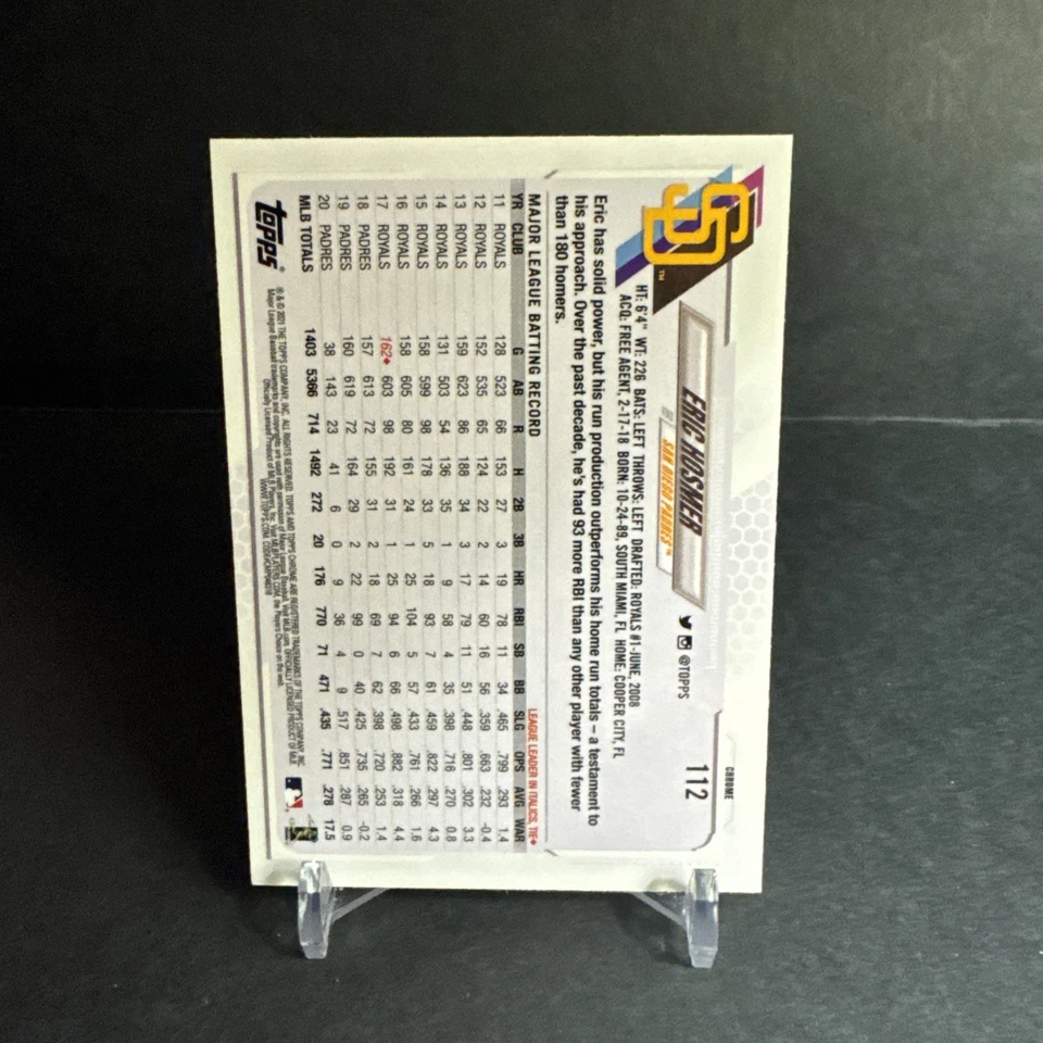 2021 Topps CHROME Baseball #112 Eric Hosmer EX/NM - Image 2 of 2