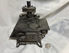 Vintage Queen Black Cast Iron Miniature Wood Cook Stove