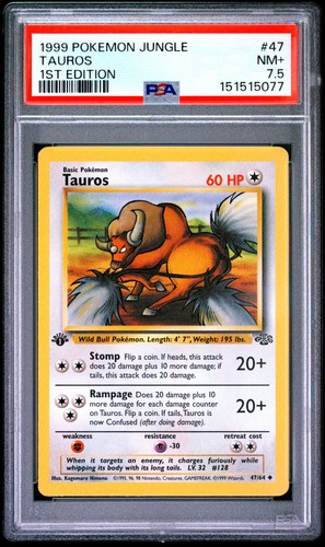 Tauros (1st Edition) graded PSA 7.5 for sale on eBay