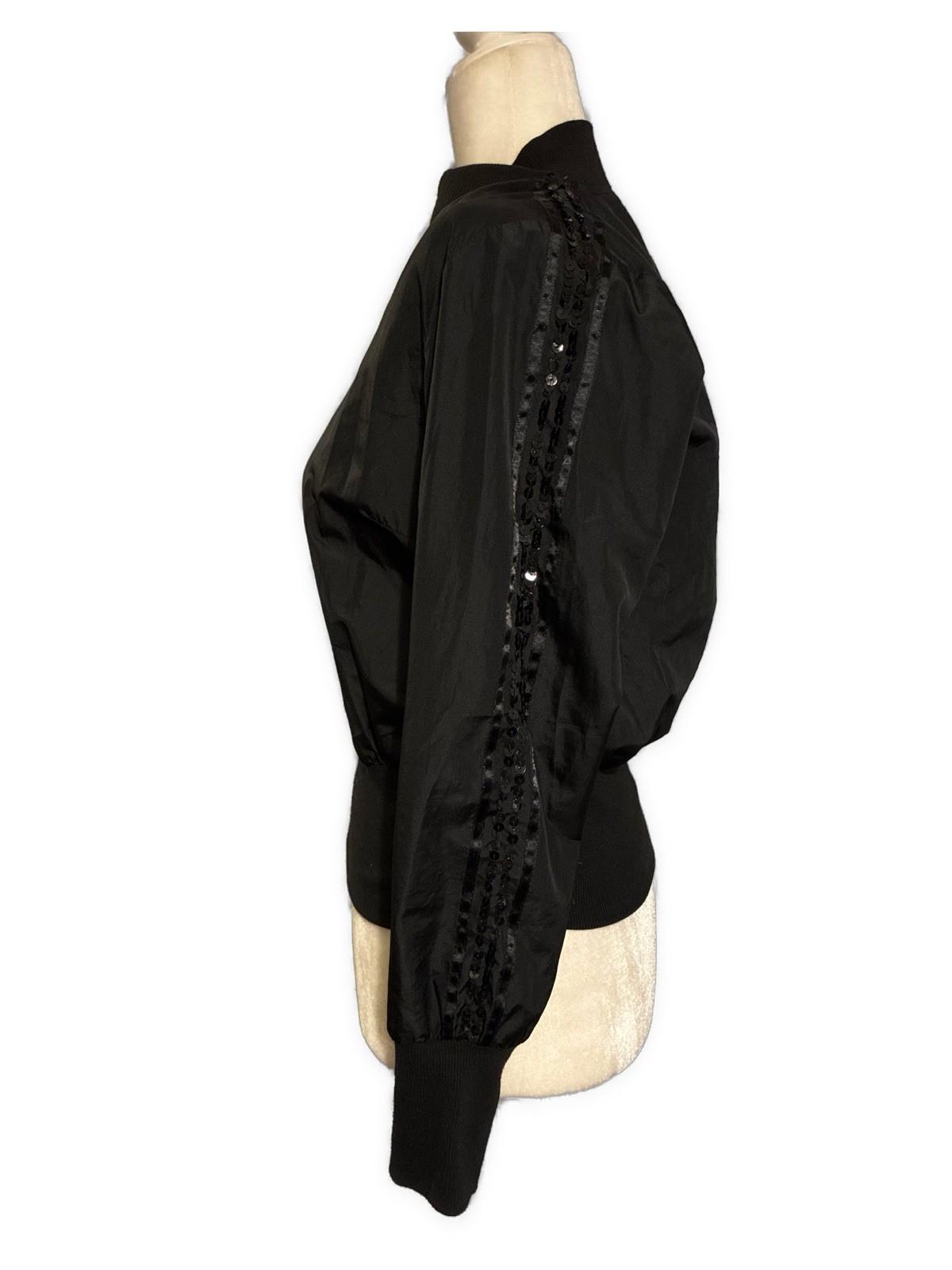 Prada Authentic Solid Black Nylon Sequin Long Sle… - image 2