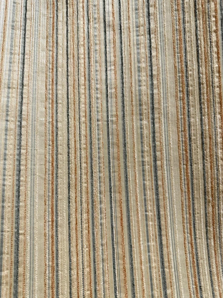 BEIGE MULTICOLOR STRIPED CHENILLE UPHOLSTERY BROCADE FABRIC (56 in.) Sold BTY - Image 2 of 3