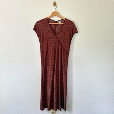 Vintage 90s Anthropologie Isabella Bird burgundy red boho silk midi dress 10