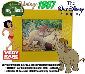 Vintage 1967 Disney Jungle Book Lenticular 3D Postcard Framed WC Jones Hathi