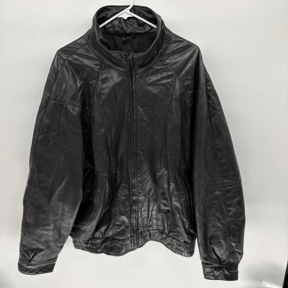 Chaqueta Bomber De Colección Años 80 90 Cuenca William Barry Piel de Cordero Cuero Para Hombre XL Foto 2 de 4