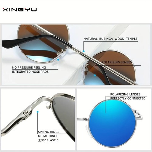 Stilvolle Polarisierte Sonnenbrille für Herren in Runder Form - Bild 5 von 7