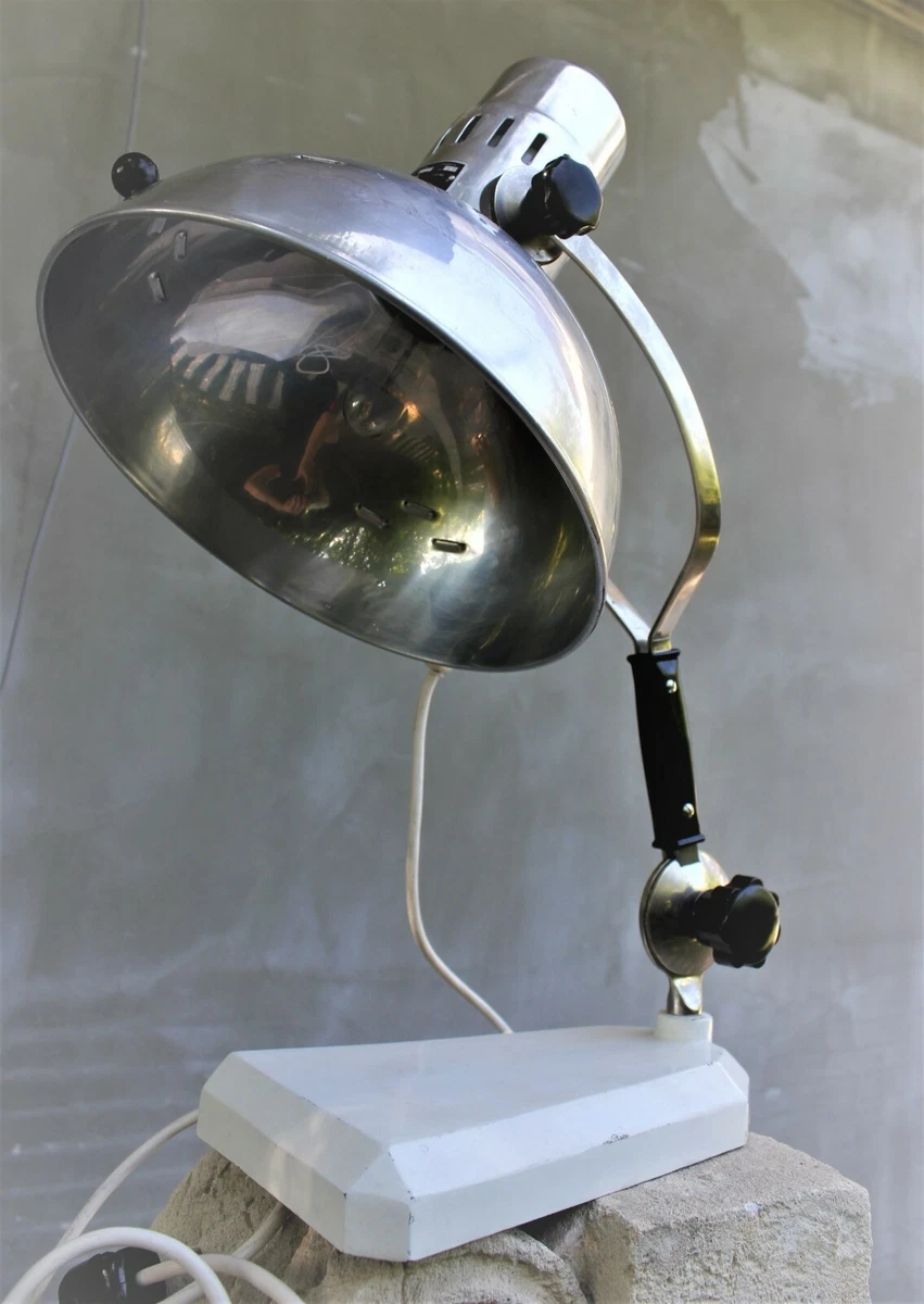 Vintage Industrial Table lamp 70s desk light Factory design Nickel