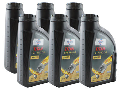 Fuchs 6 Liter TITAN GT1 PRO C-3 SAE 5W-30 Engine Oil 6 x 1L for Audi BMW VW