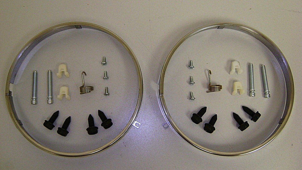 Headlamp Retaining Ring Mounting Bucket 28pc Kit W/ Hardware Camaro Nova Rings E - Foto 2