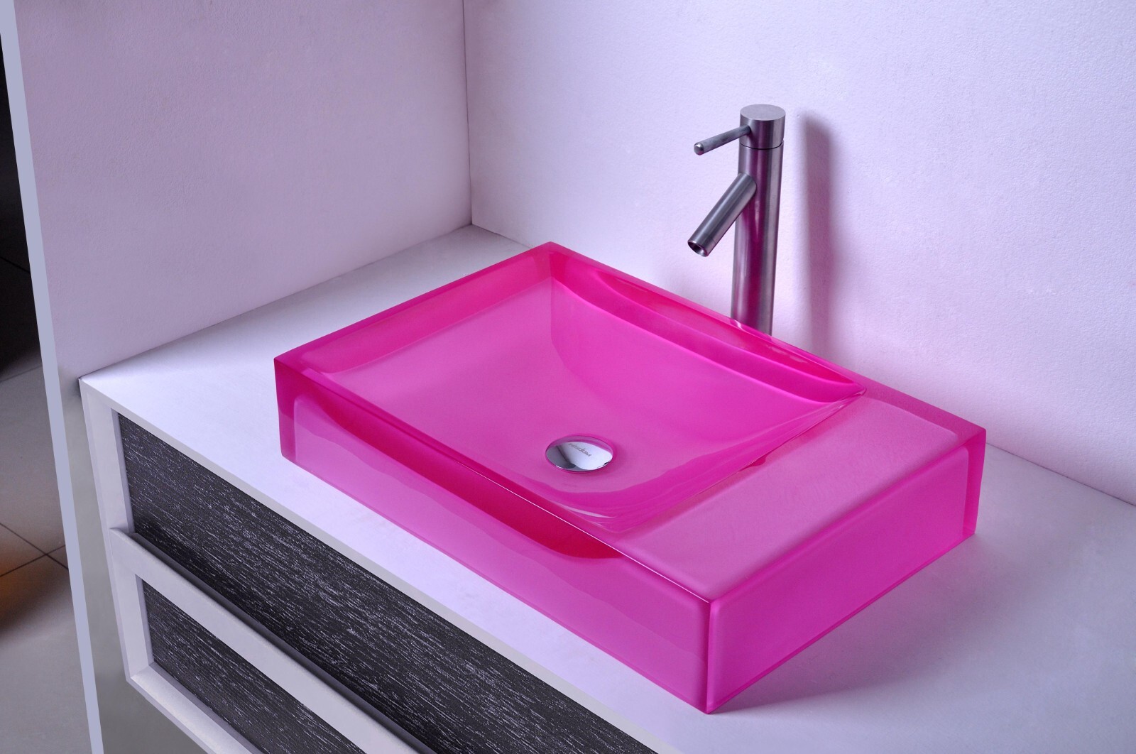 600mm Counter Top Resin Washbasin Transparent Resin Pink Vessel Sink 38247P